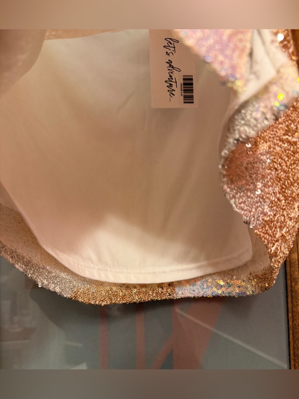 Genevieve Ivory Multi Sequin Global Lined Side Slit Mini Skirt medium - Picture 6 of 12